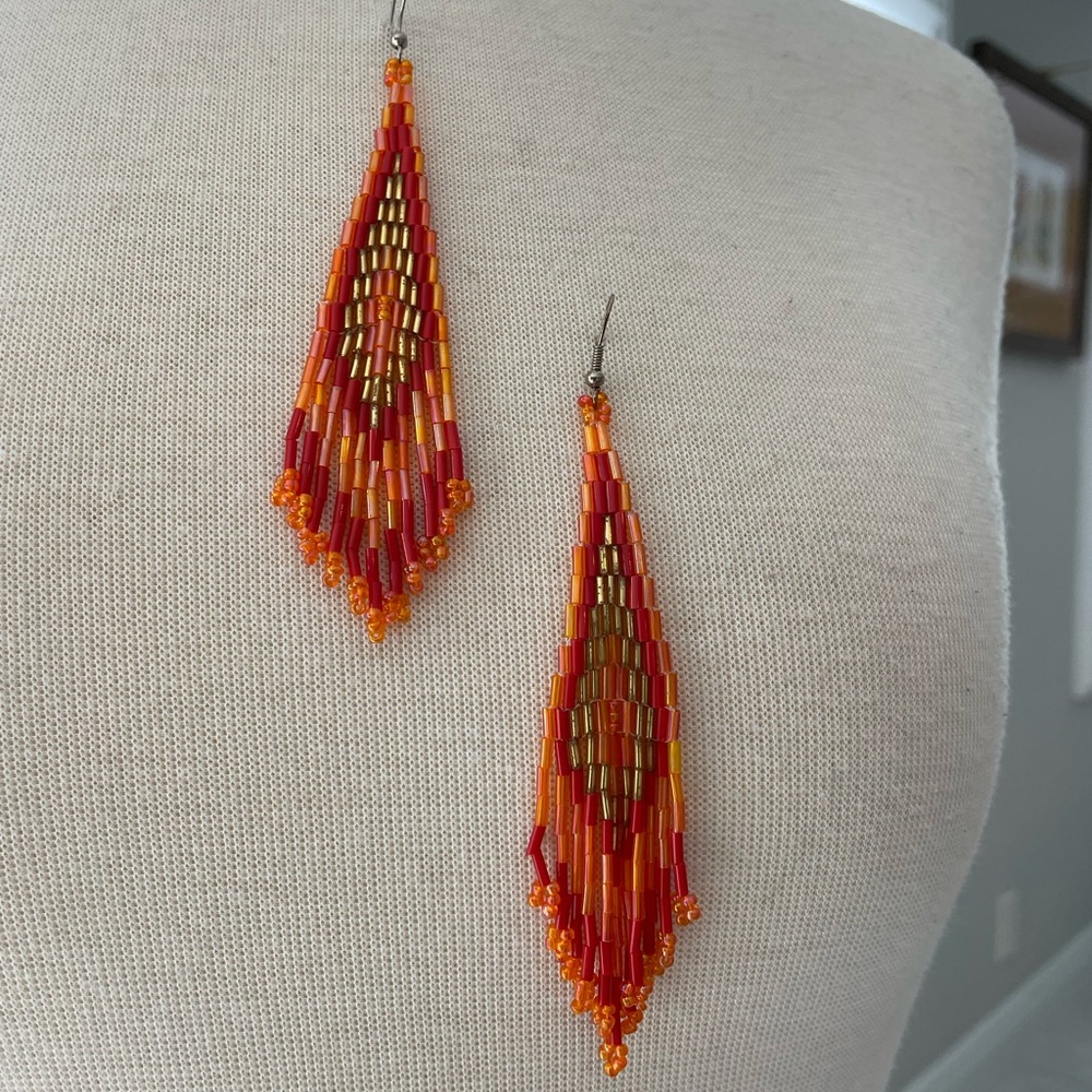 Beautiful orange beaded earrings
